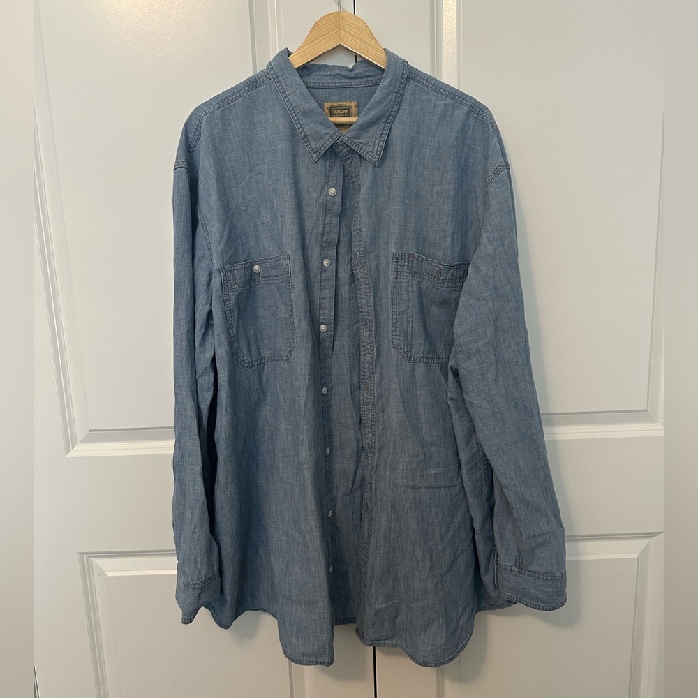 Foundry Men’s Long-sleeve Jean Button Down - 3XLT